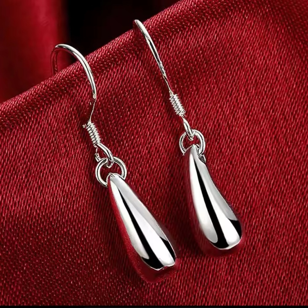 Sleek Silver Minimalist Earrings with Teardrop Design